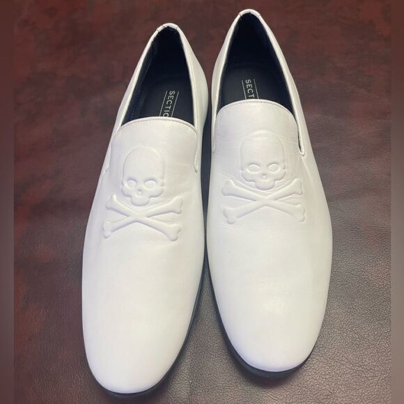 Section X white leather loafers skull and cross bones, size 9 new without tags - Picture 4 of 11